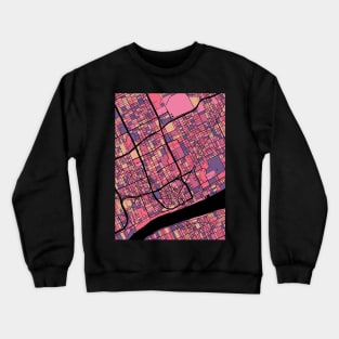 Detroit Map Pattern in Purple & Pink Crewneck Sweatshirt